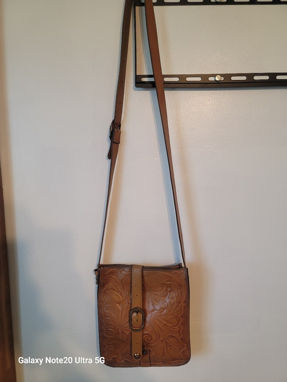 PATRICIA NASH Leather Tooled Brown Crossbody Bag